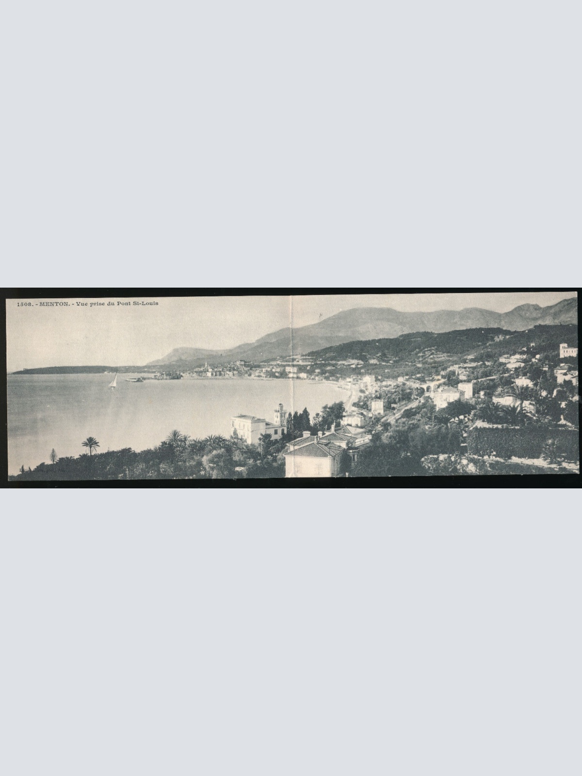 Doppel - Karte aus Menton Vue prise du Pont St-Louis Frankreich (2736)