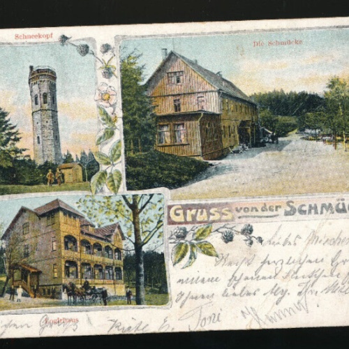 Litho-Karte gruss aus Schmücke Thüringen (2743)