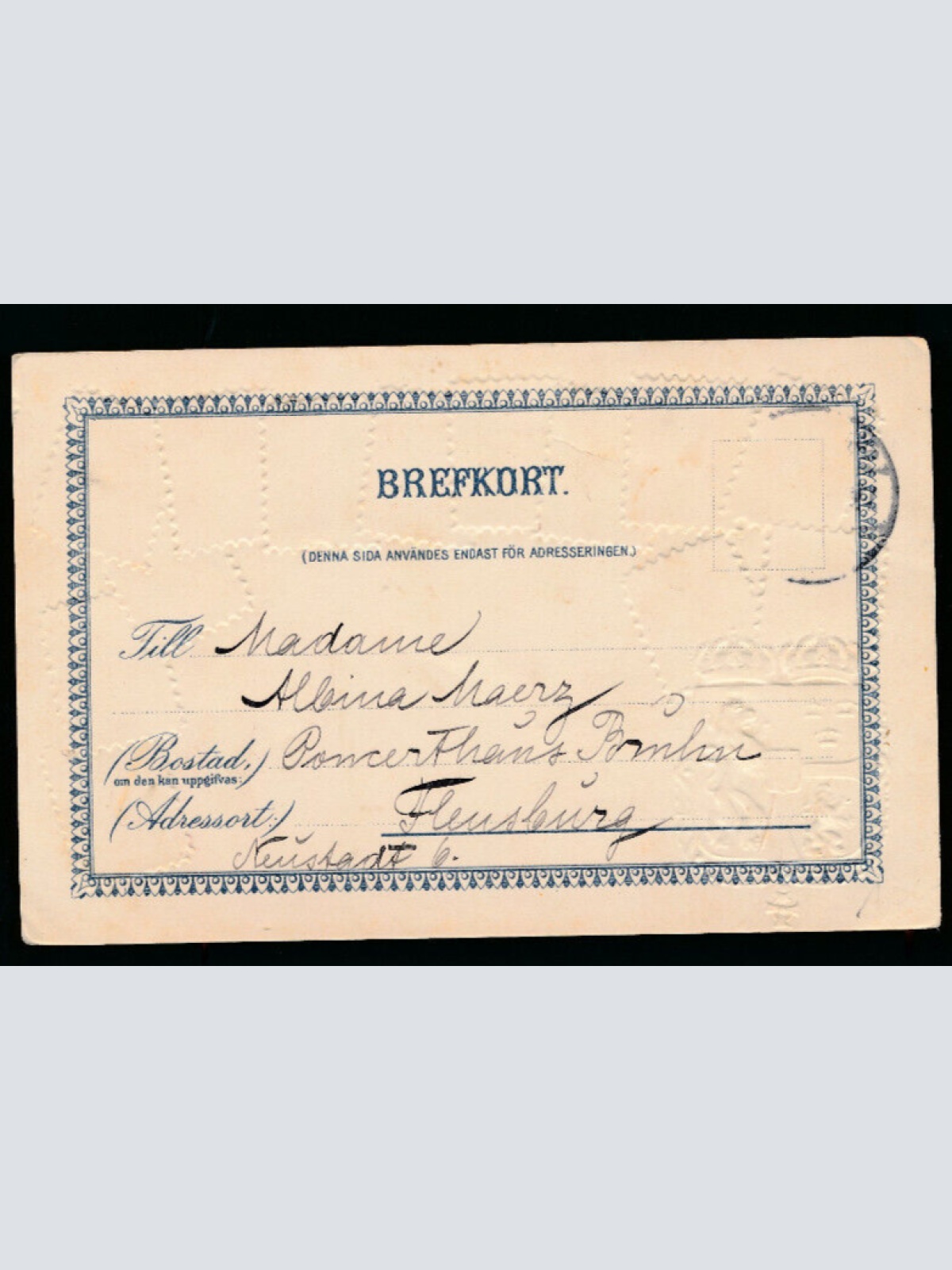 Präge-Litho-Karte Schweden mit Wappen und Marken (2749)