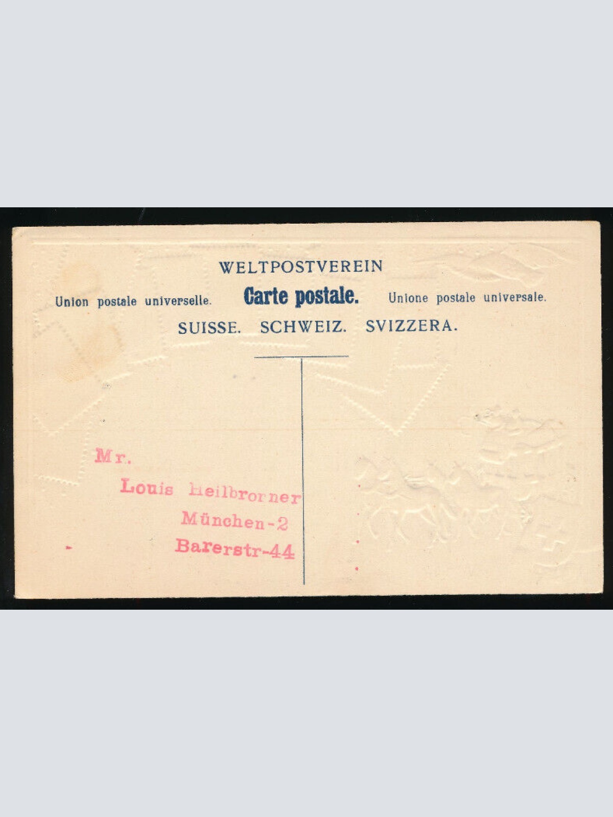 Präge-Litho-Karte Schweiz mit Wappen und Marken (2751)