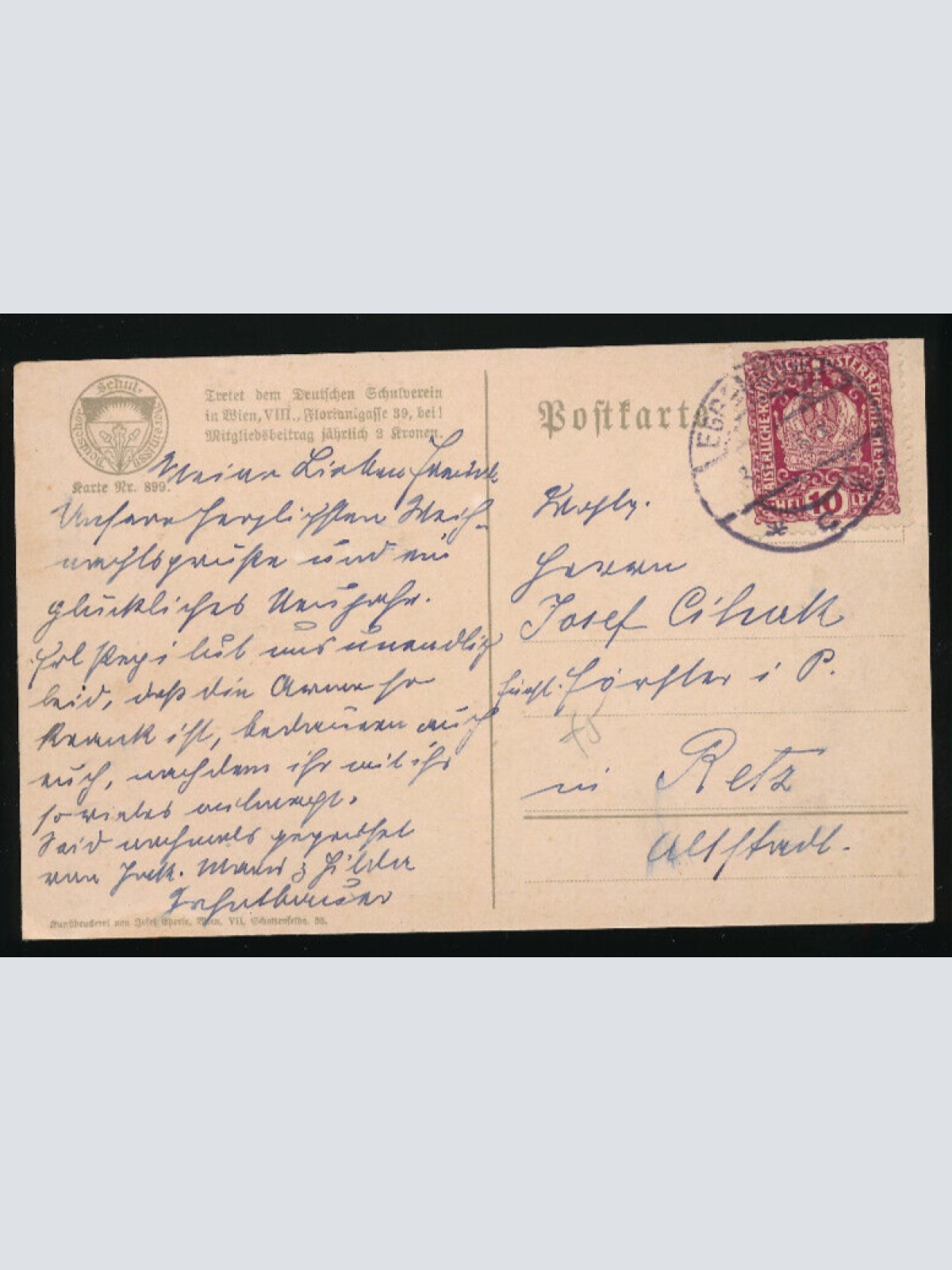 AK aus Wien mit Denkmal. Wien (P2868)