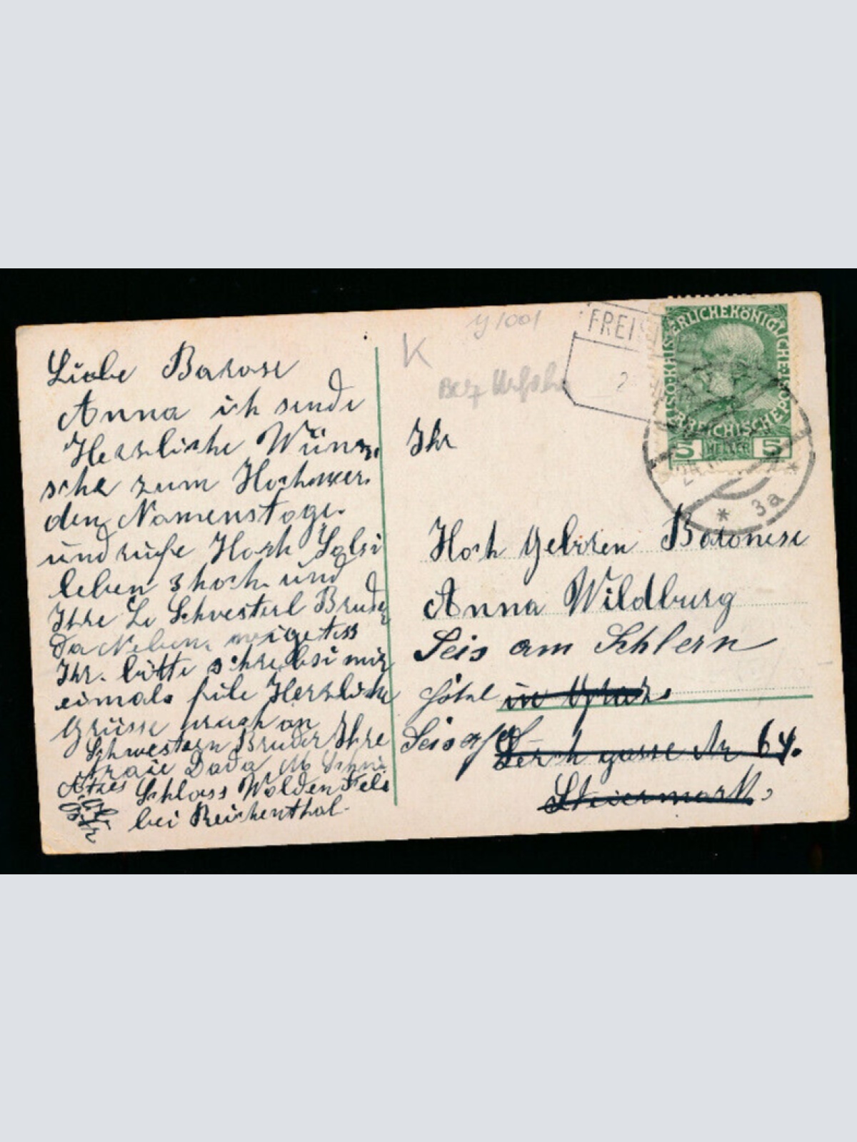 AK gruß von Reichenthal mit Schloß Waldenfels Oberösterreich (2853)