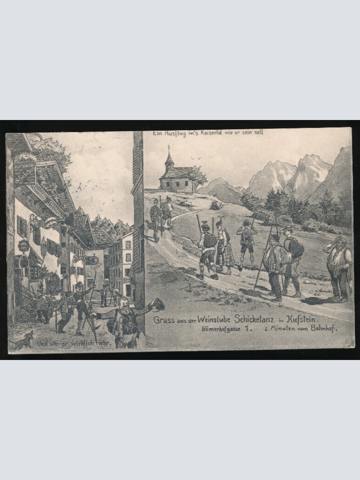 AK aus Kufstein gruss aus der Weinstube Schicketanz Tirol (2909)