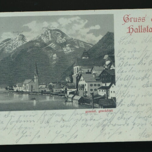 Mondschein - Litho Karte gruss aus Hallstatt Oberösterreich (2657)