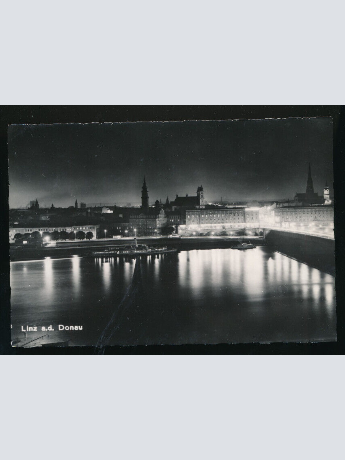 AK aus Linz an der Donau bei Nacht Oberösterreich (3394)