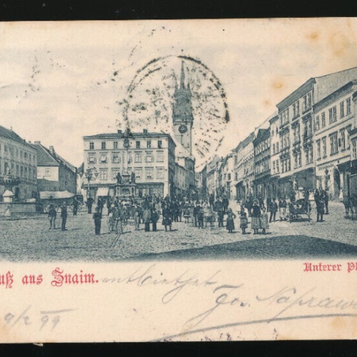 AK gruß aus Znaim unterer Platz Tschechoslowakei (2895)