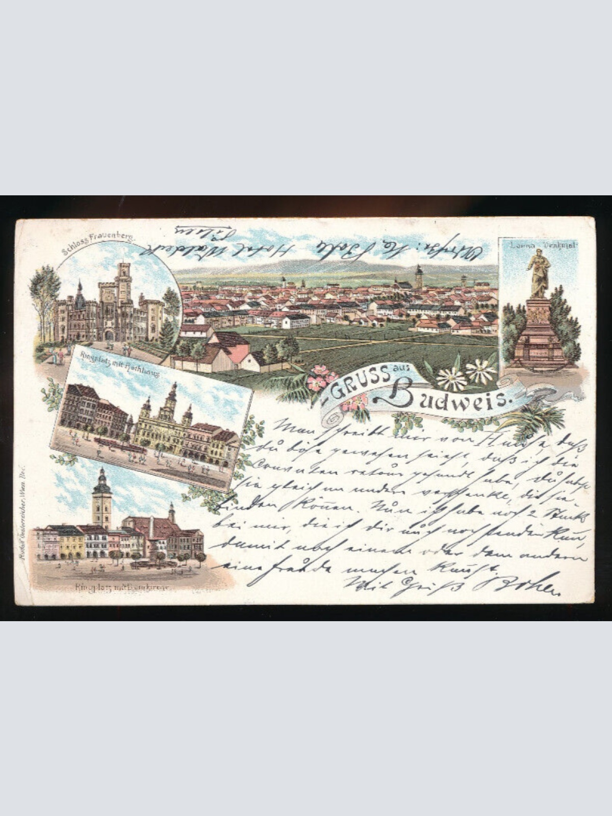 Litho - Karte aus Budweis Tschechoslowakei (3148)