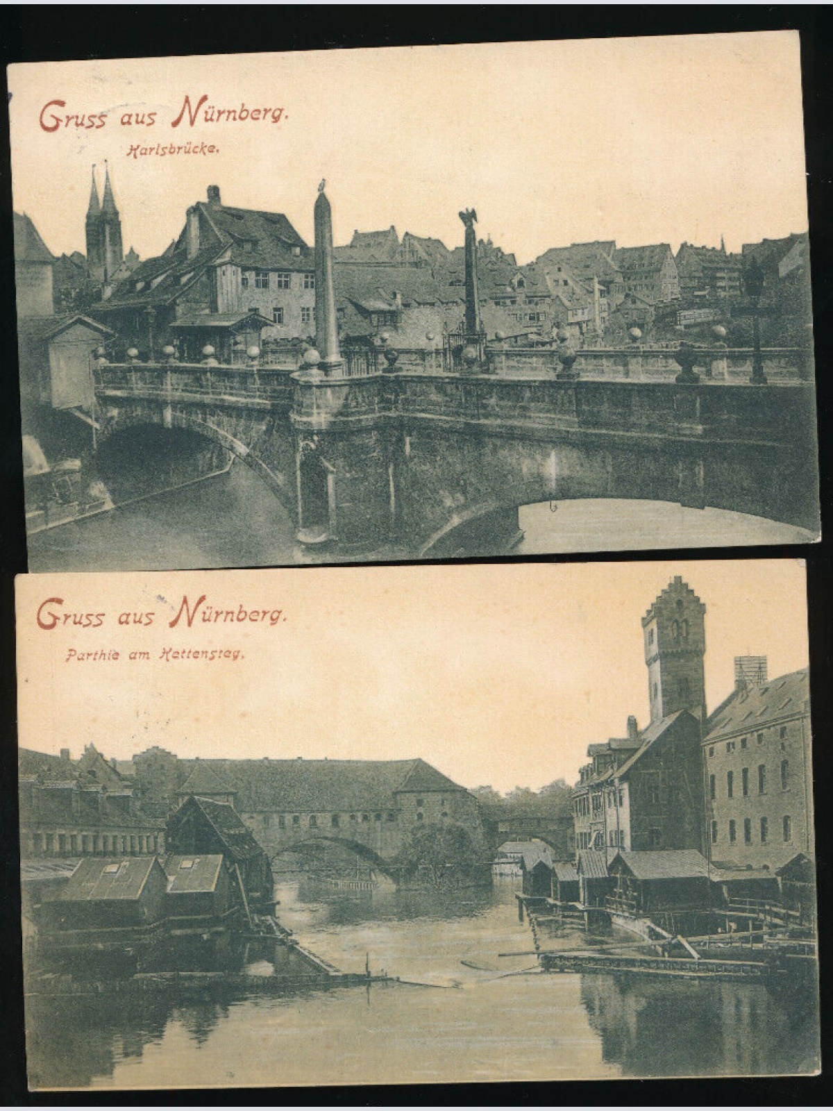 2 Karten aus Nürnberg Kettensteg + Karlsbrücke Rheinland - Pfalz (3197)