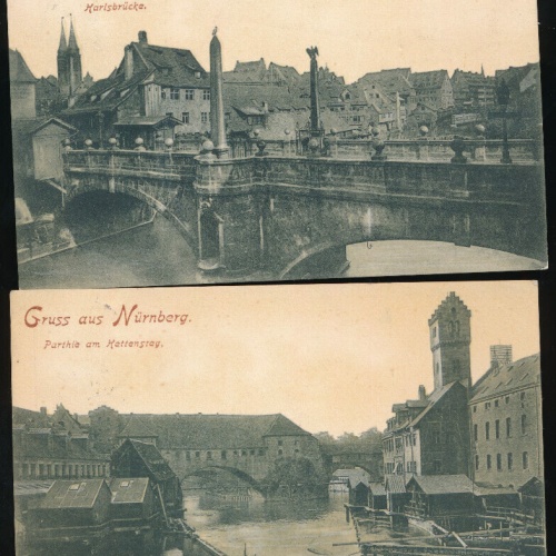 2 Karten aus Nürnberg Kettensteg + Karlsbrücke Rheinland - Pfalz (3197)