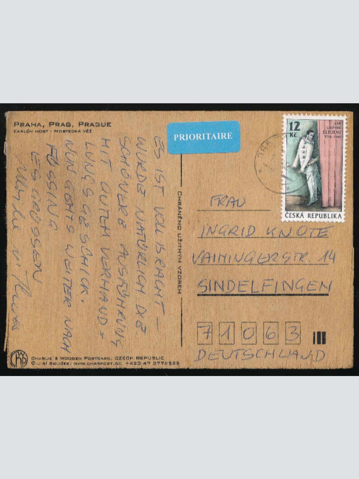 Holzkarte aus Prag - Praha - Prague Tschechoslowakei (3571)