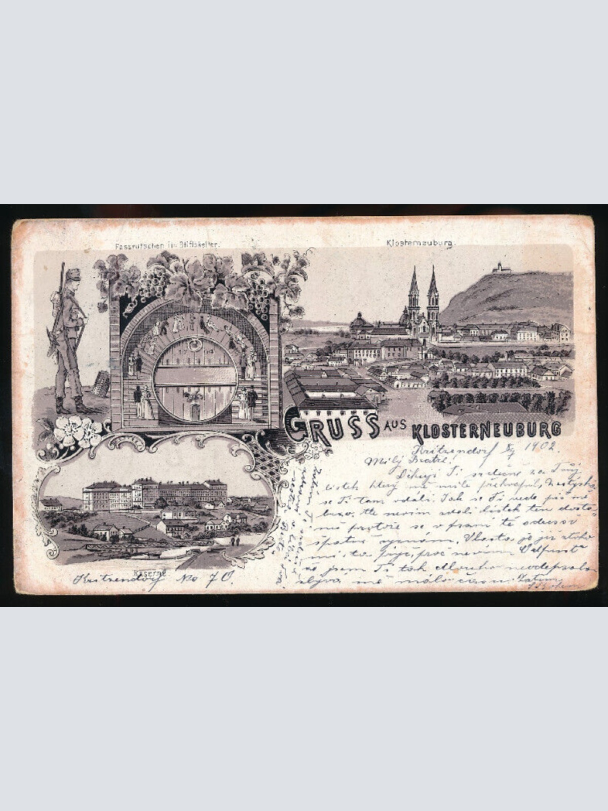 Litho - Karte gruss aus Klosterneuburg Niedrösterreich (3134)