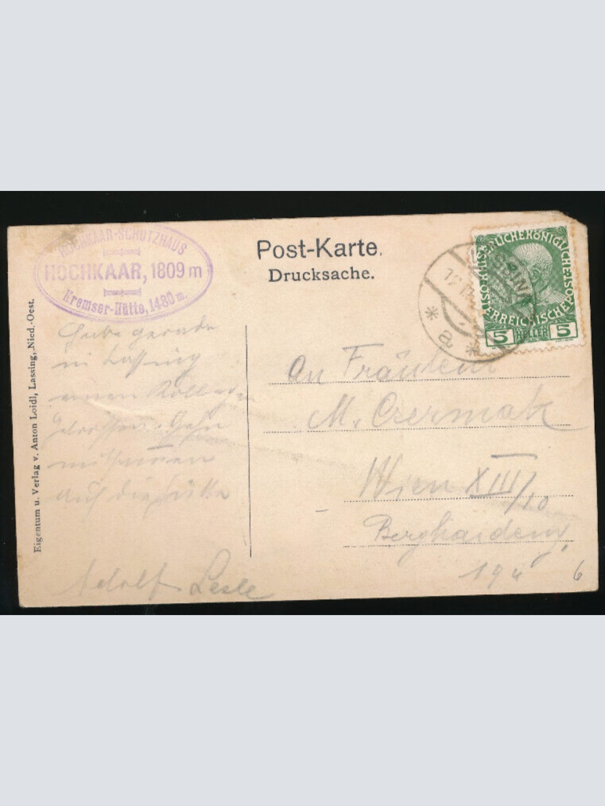 AK gruss vom Hochkaar bei Lassing Niederösterreich (3598)