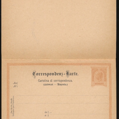 2 Kreuzer Ganzsachen - Karte + Antwortkarte ( Ital ) ungebraucht (3526)