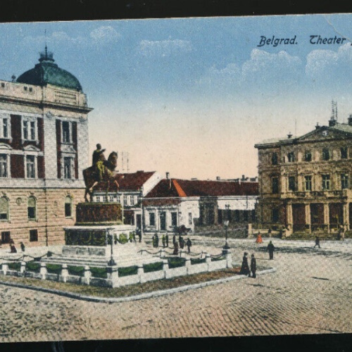 AK aus Belgrad Theater Platz Serbien (3550)