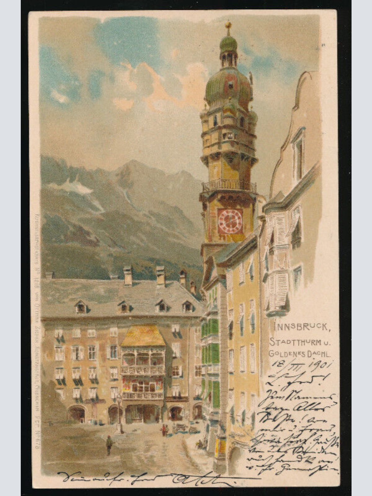 AK aus Innsbruck Stadtthurm und Goldenes Dachl Tirol (3665)