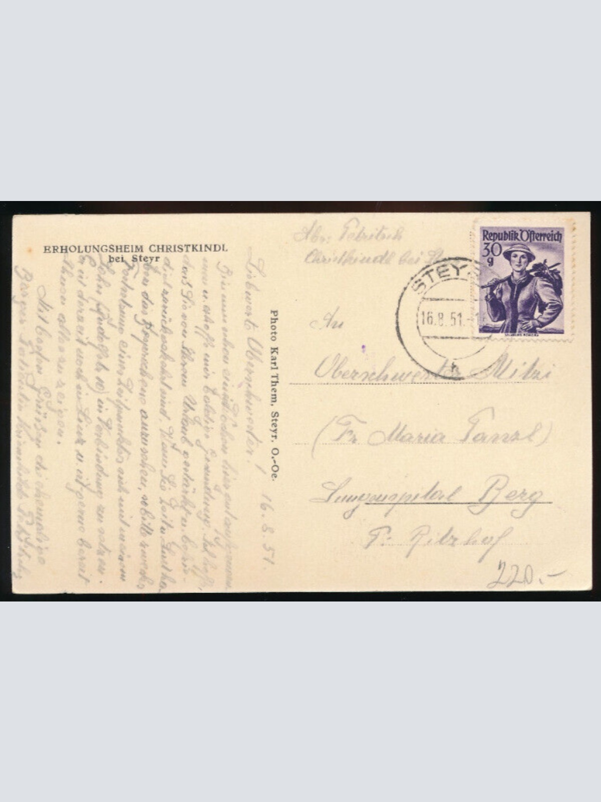 AK vom Erholungsheim Christkindlkirche bei Steyr Oberösterreich (3648)