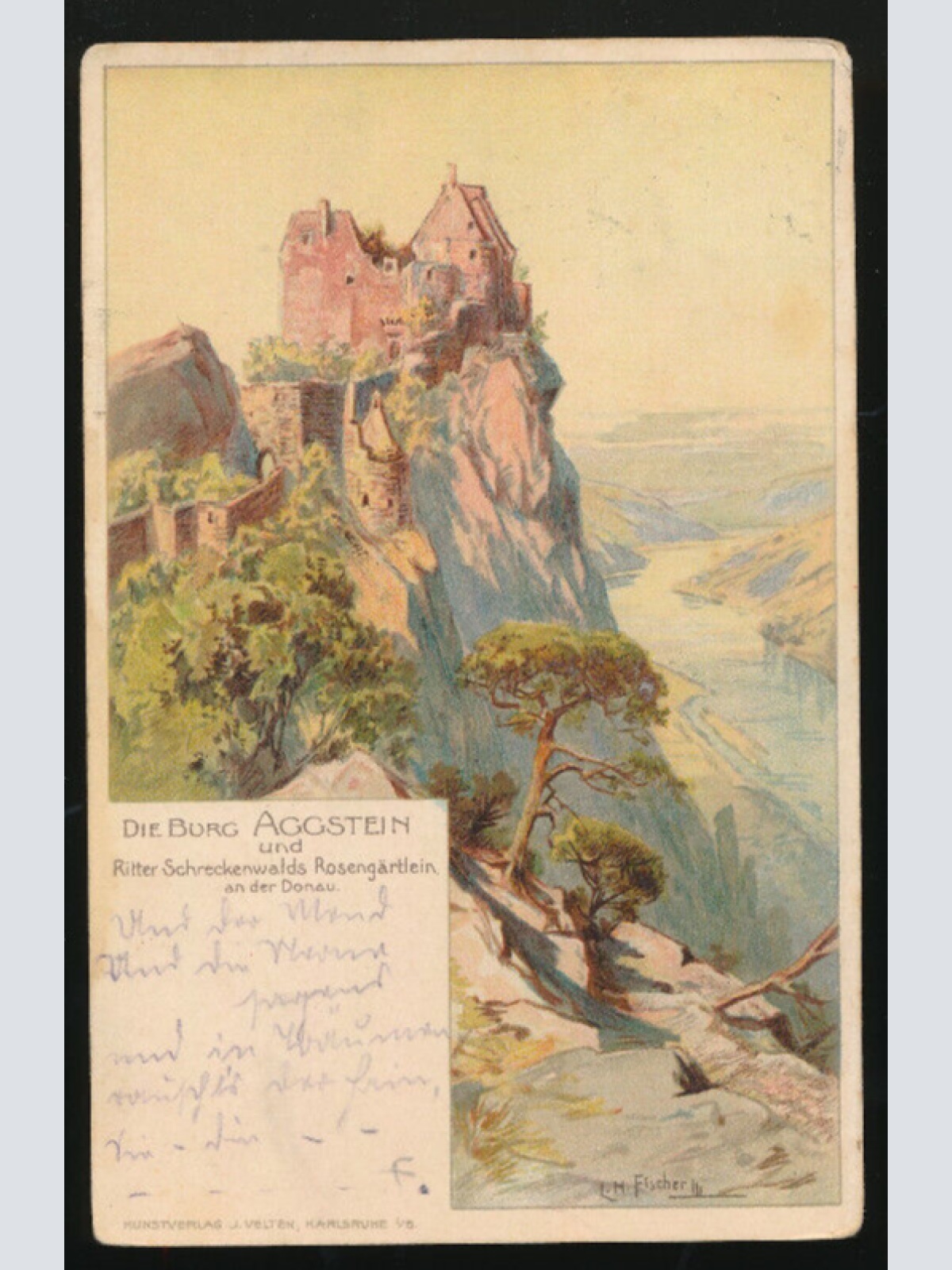 Künstler - Karte aus Aggstein die Burg Aggstein Niederösterreich (3660)