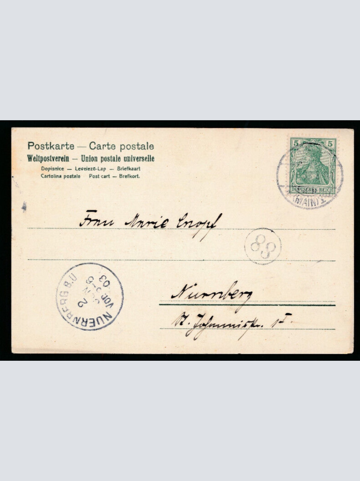 Litho - Karte aus Frankfurt 2. Wettstreit der Männer Gesangsvereine Hessen(3400)