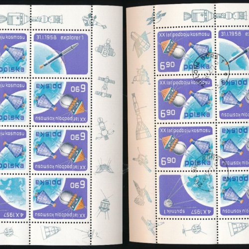 Polen 4 Weltraumblöcke jeweils Postfrisch und Gestempelt (3530)