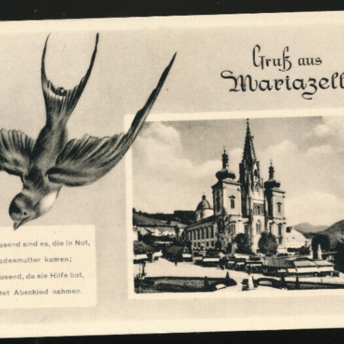 AK aus Mariazell mit Schwalbe und Spruch : viel Tausend ... Steiermark (3828)