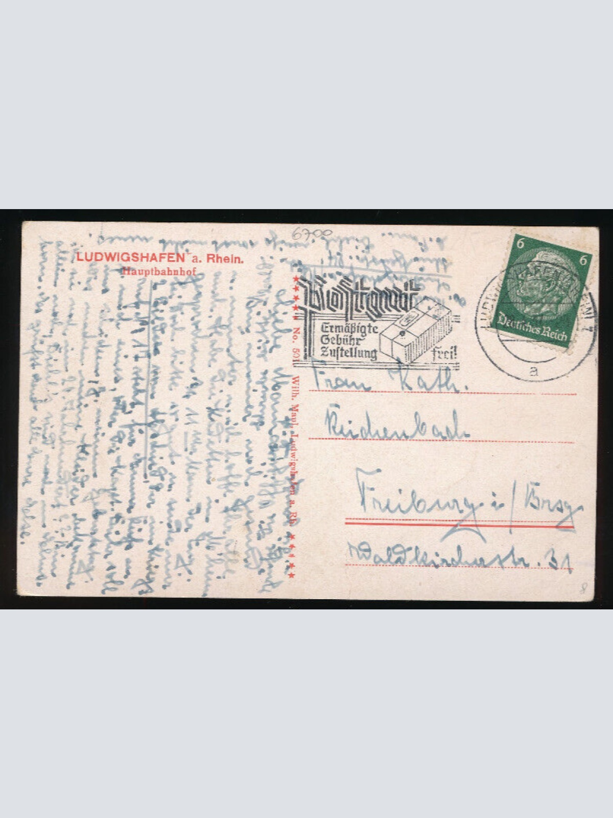 AK aus Ludwigshafen am Rhein mit Hauptbahnhof Rheinland - Pfalz (3859)