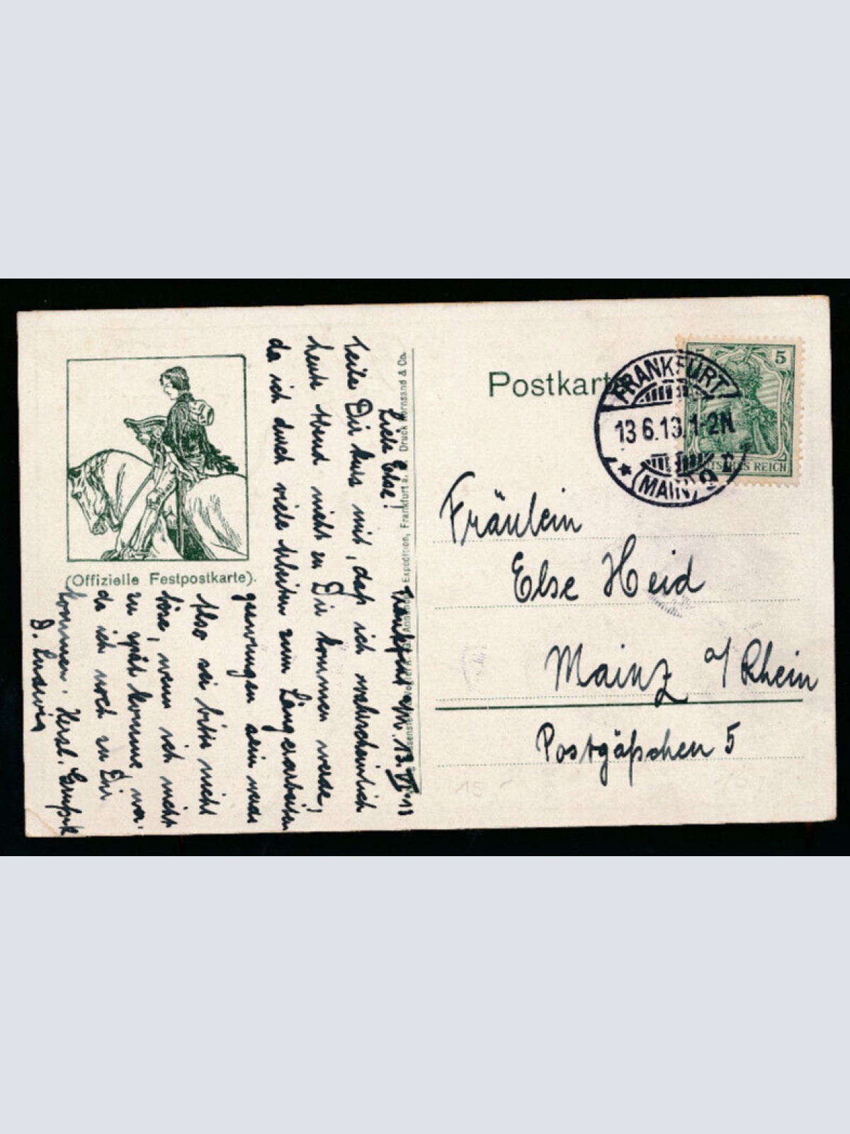 Litho - Karte aus Frankfurt Wettstreitder Männer Gesangsvereine Hessen (3399)