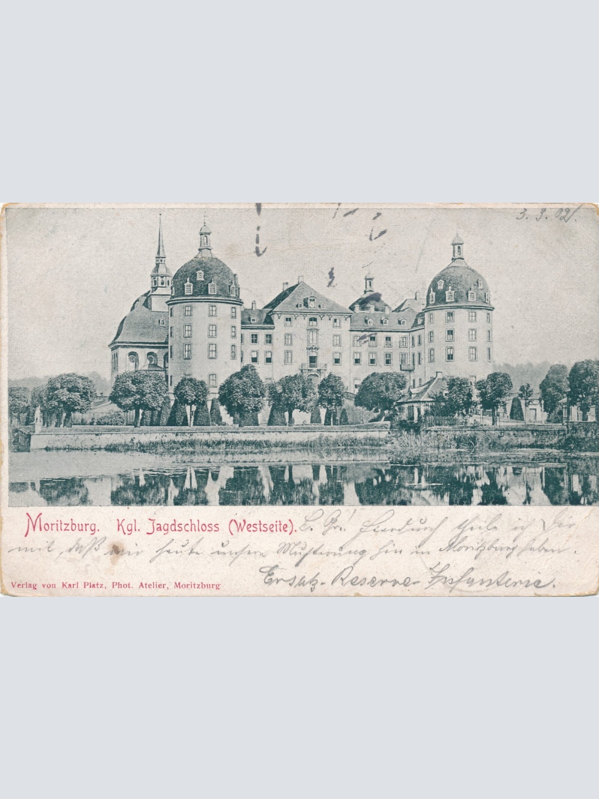 AK, Moritzburg, Kgl. Jagdschloss (Westseite), Sachsen  (S206)