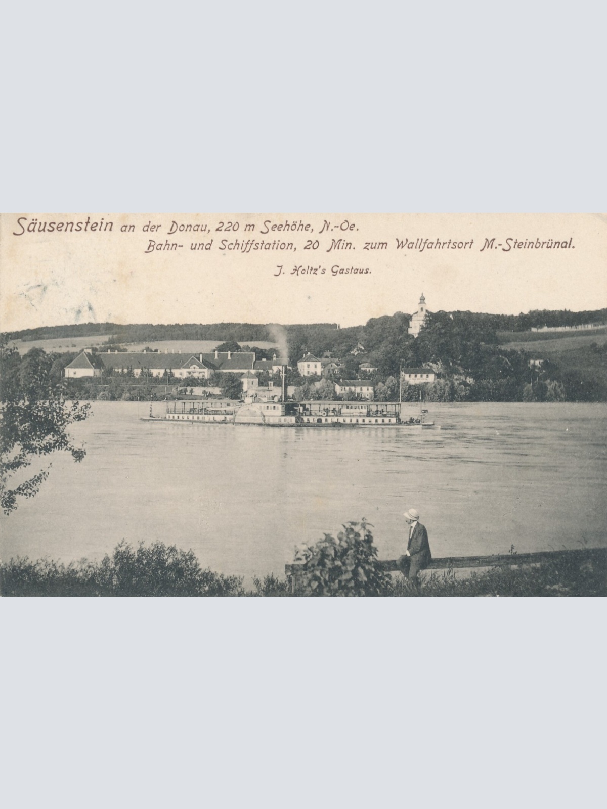 AK, Säusenstein an der Donau, Bahn u. Schiffstation, Niederösterreich,  (S370)