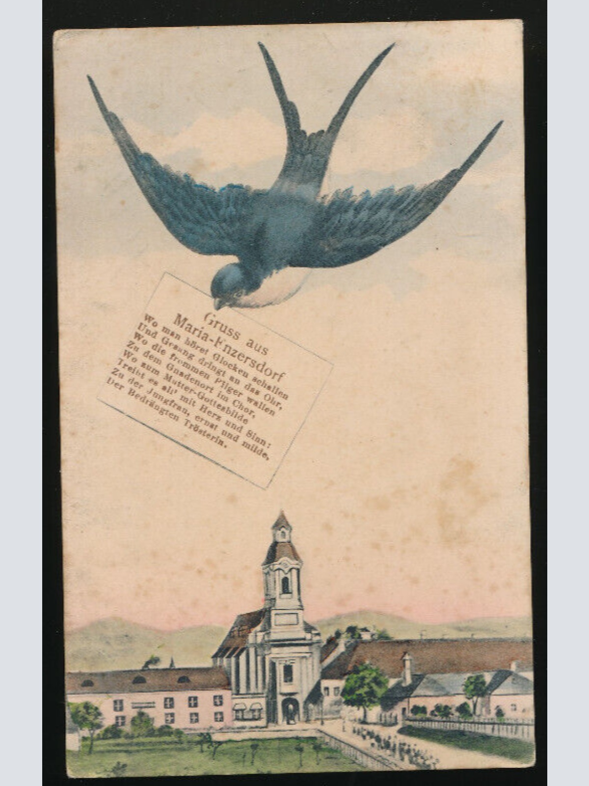 AK gruss aus Maria Enzersdorf mit Schwalbe Niederösterreich (3904)
