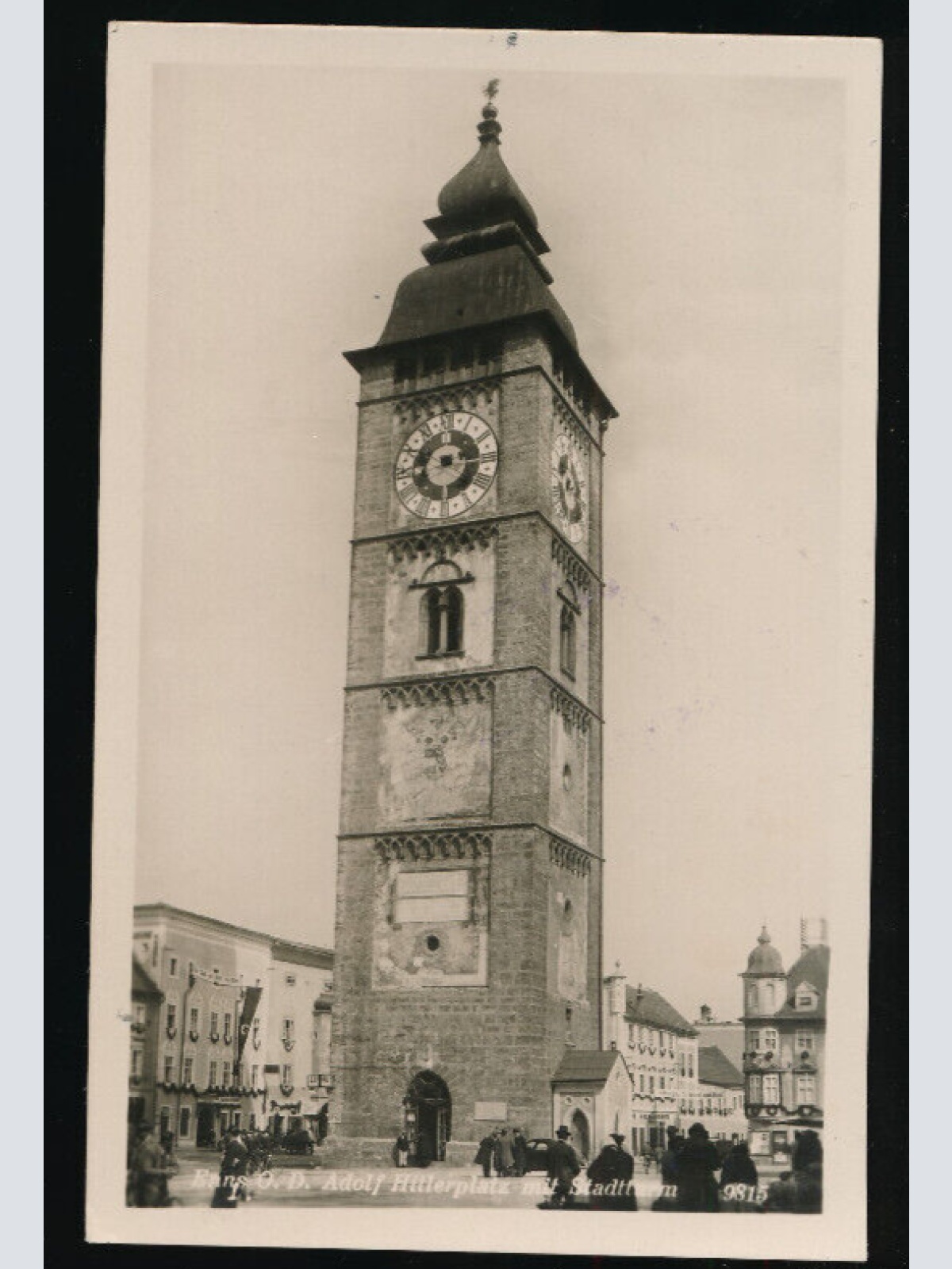 AK aus Enns mit A.H. platz und Stadtturm Oberösterreich (4327)