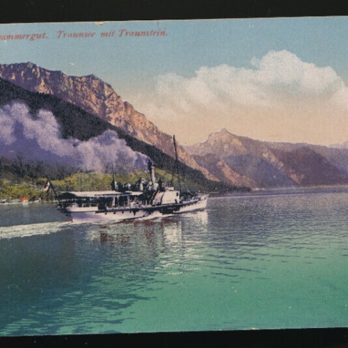 AK vom Traunsee mit Dampfer bei Ebensee Oberösterreich (3696)