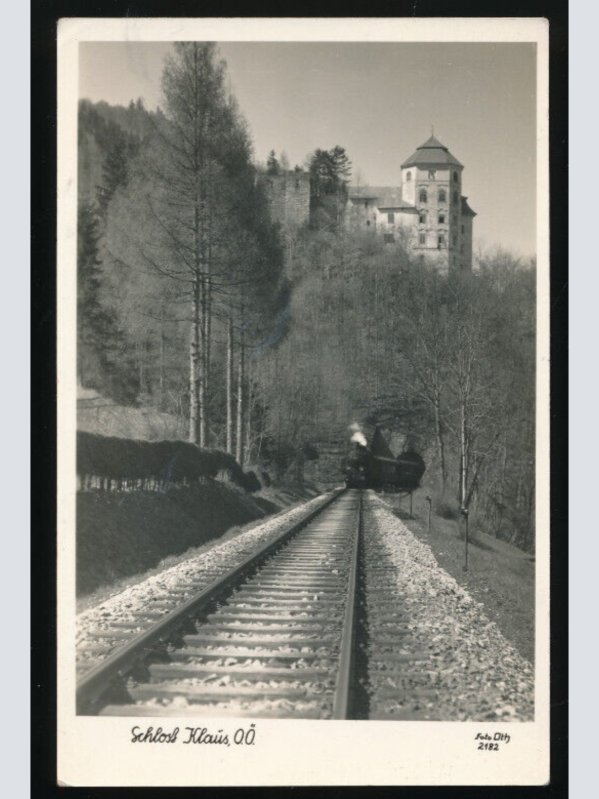 AK vom Schloss Klaus mit Dampflock Oberösterreich (4076)