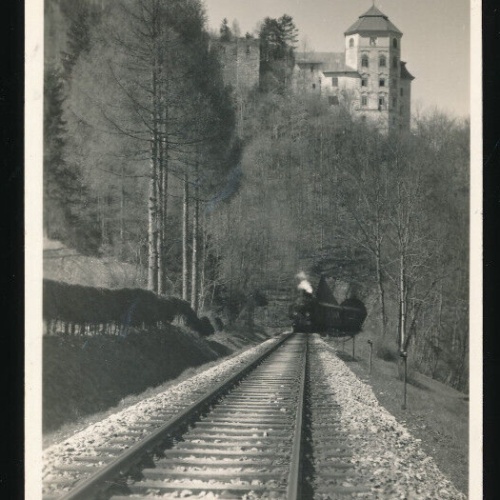 AK vom Schloss Klaus mit Dampflock Oberösterreich (4076)