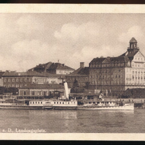 AK aus Linz an der Donau Landungsplatz mit Dampfer Oberöstereich (4221)