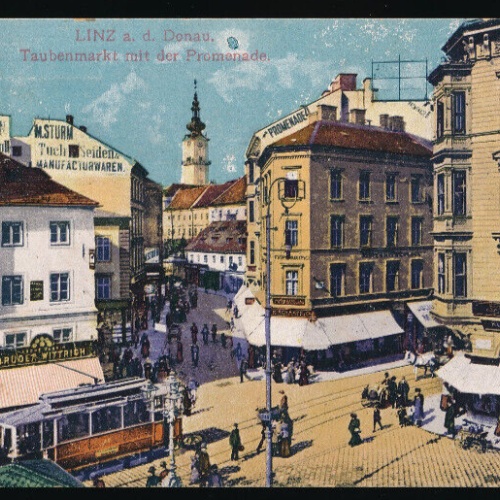 AK aus Linz an der Donau Taubenmarkt mit der Promenade Oberösterreich (4588)