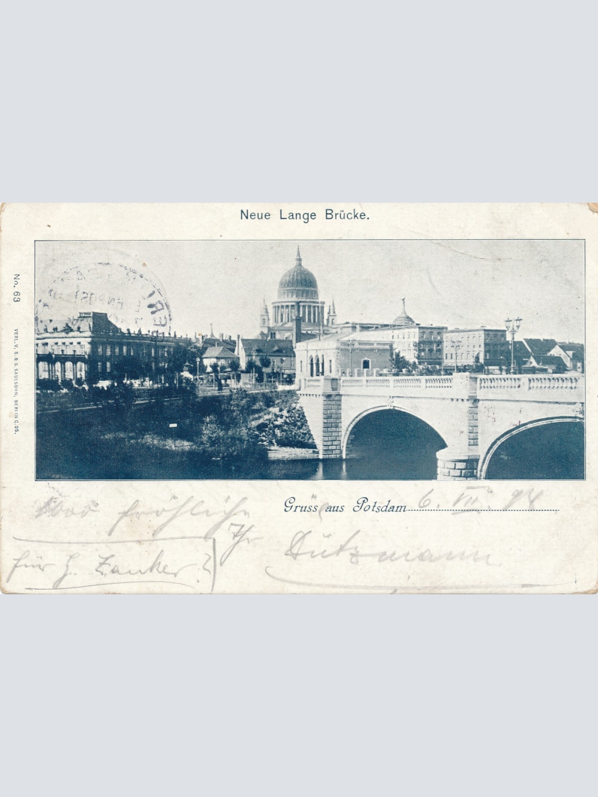 AK, Gruß aus Potsdam, Neue Lange Brücke, Brandenburg (S483)