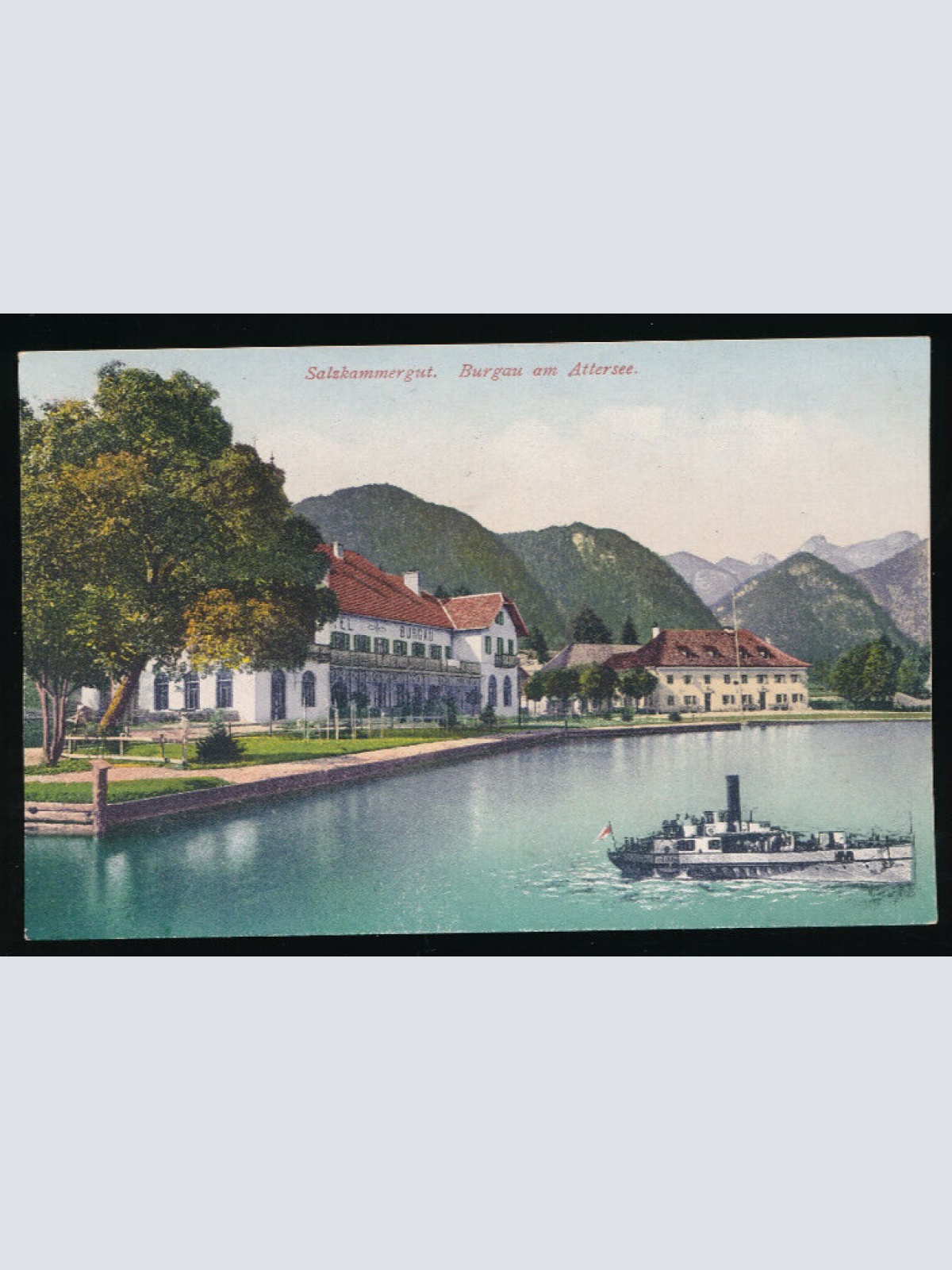 AK aus Burgau am Attersee mit Dampfer Oberösterreich (4732)