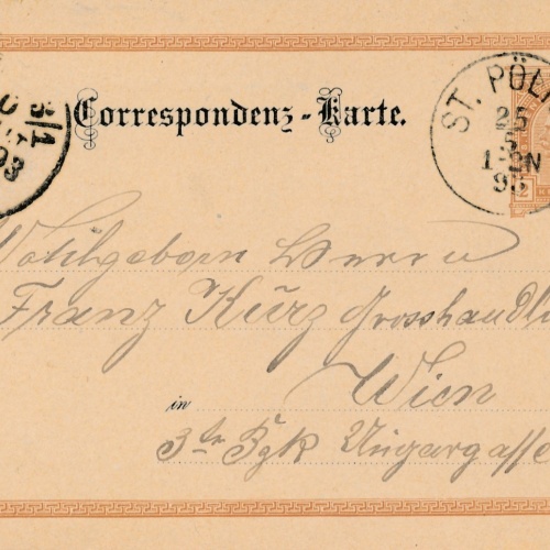 2 Kreuzer Ganzsachen - Karte aus St. Pölten (16354)