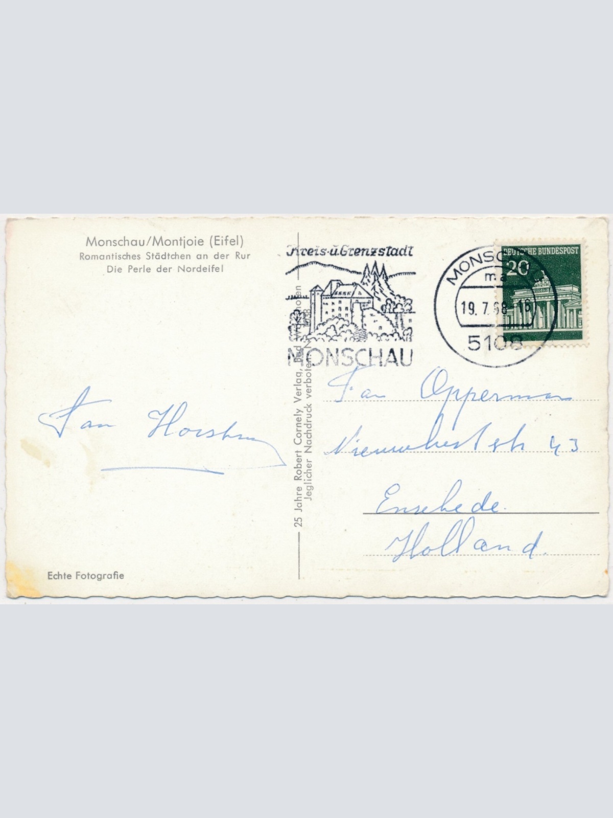 AK, Monschau / Montjoie, Eifel, Romantisches Städtchen an der Rur (S540)