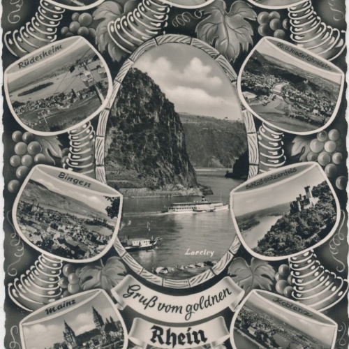 AK, Gruß vom goldenen Rhein, verschiedene Orte, Bingen, Mainz, Koblenz  (S531)