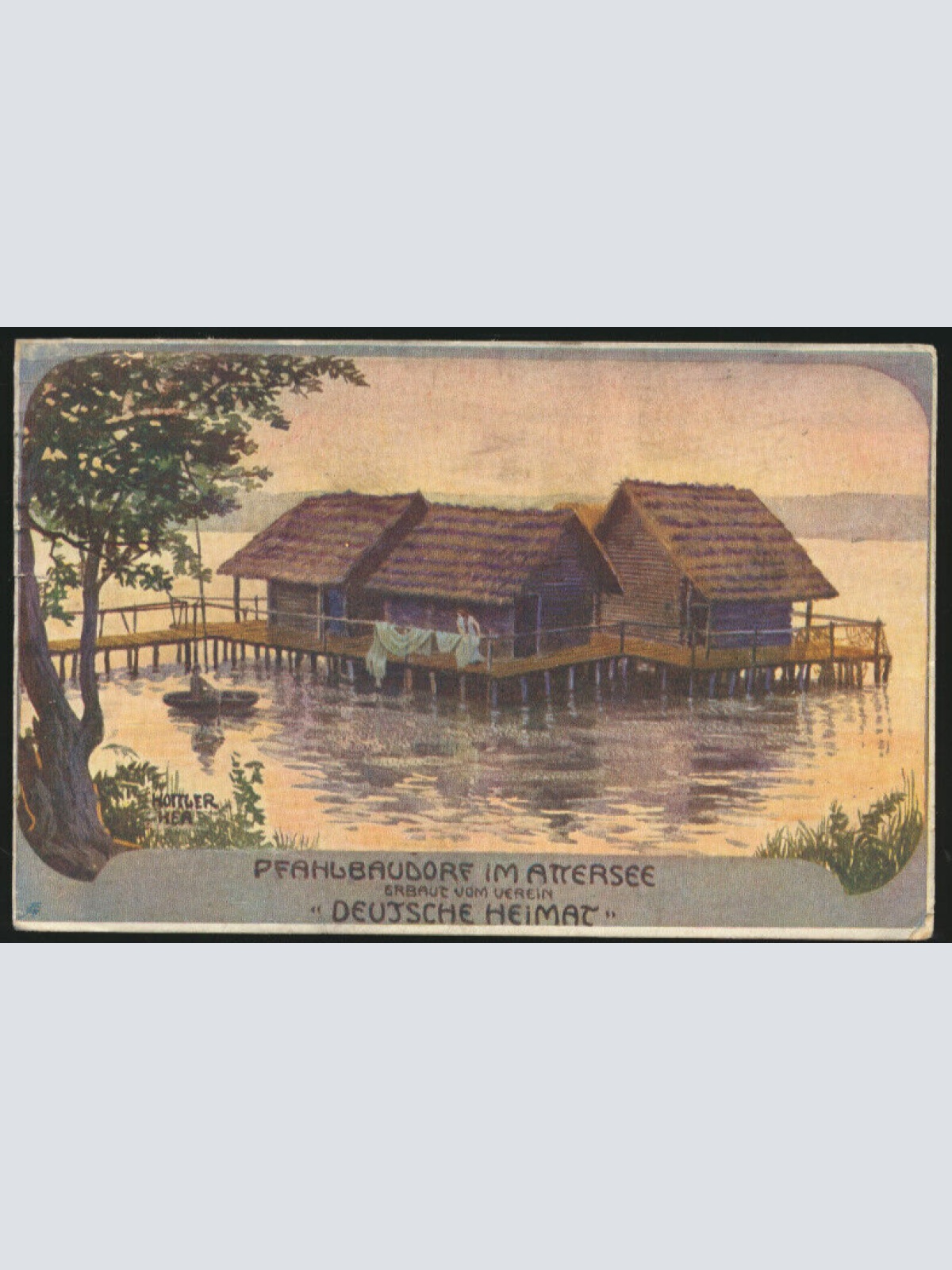 AK vom Pfahlbautendorf im Attersee Oberösterreich (4185)