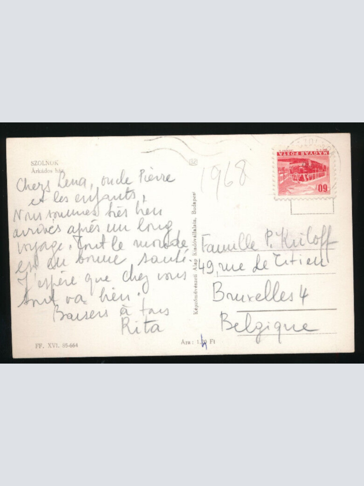 AK aus Szolnok Arkados haz mit Oldtimer Ungarn (4242)