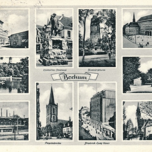 AK, Bochum, Nordrhein-Westfalen, Kuhhirten Denkmal, Bismarckturm, Rathaus (S546)