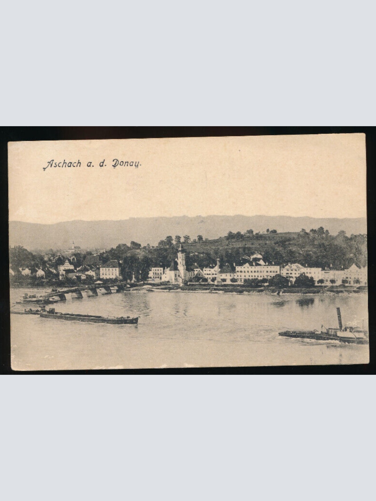 AK aus Aschach a.d. Donau bau einer Brücke Oberösterreich (4919)