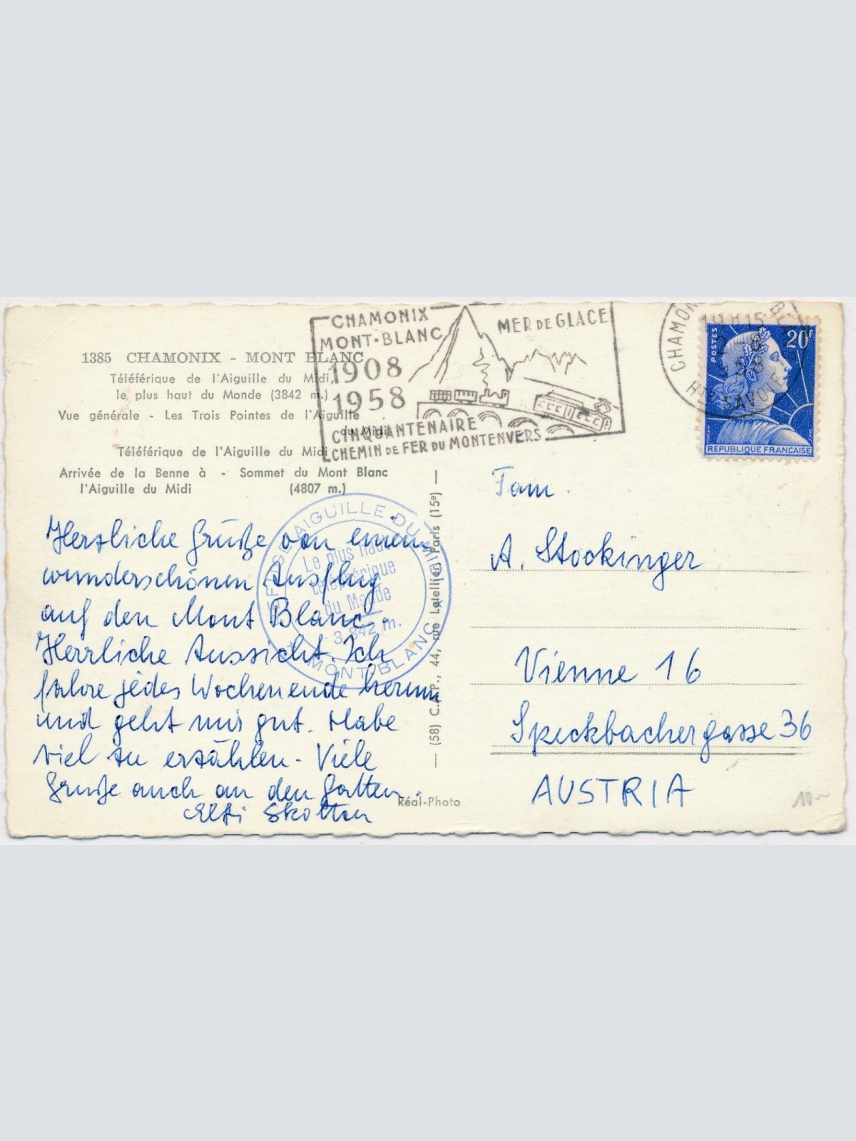 AK, Chamonix-Mont-Blanc, Aiguille du Midi, Frankreich (S659)