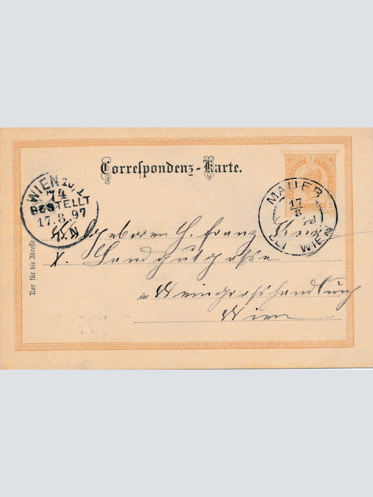 2 Kreuzer Ganzsachen - Karte aus Mauer Wien (16353)