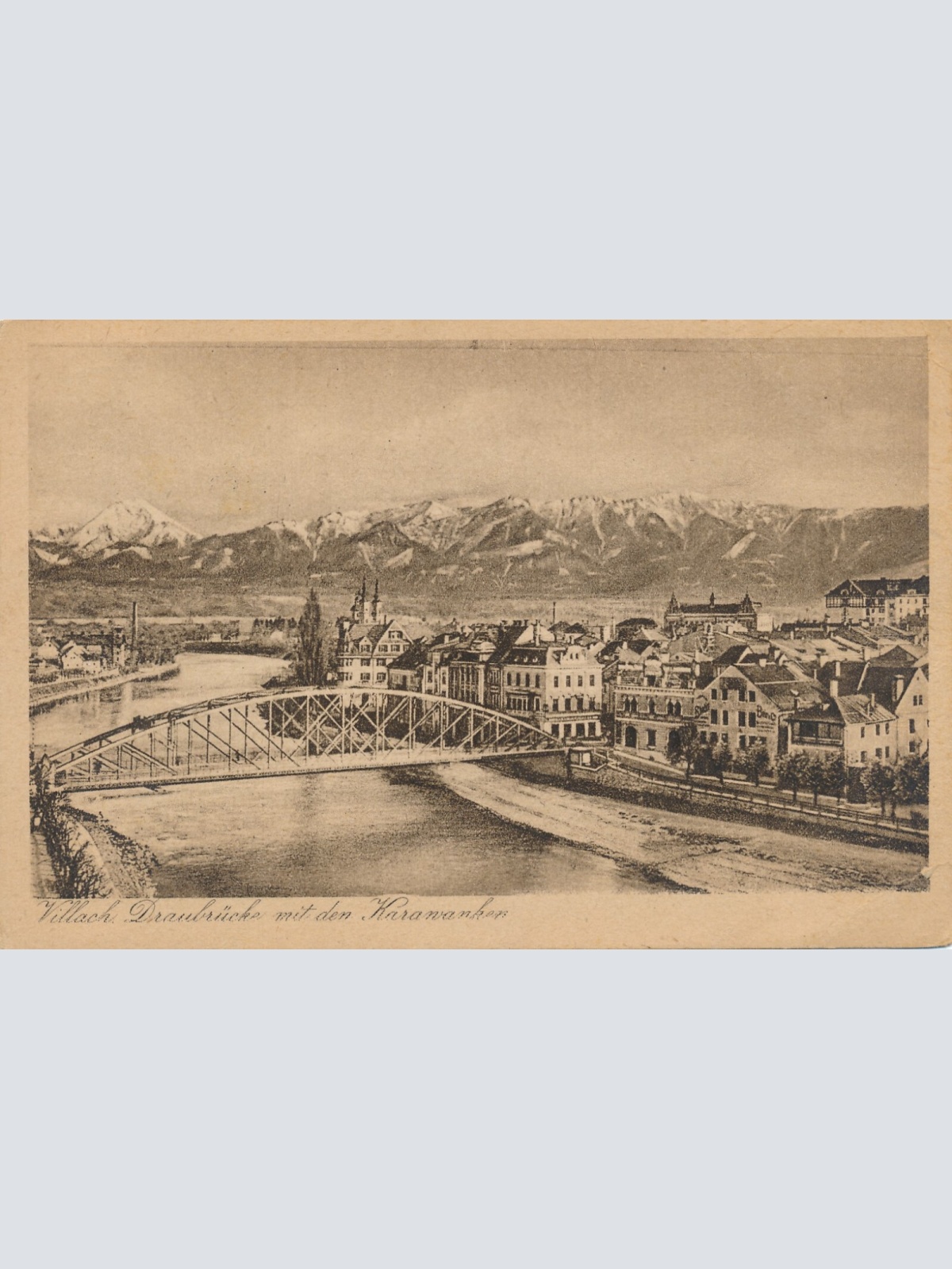AK, Villach, Draubrücke mit dem Karawanken, Kärnten (S789)