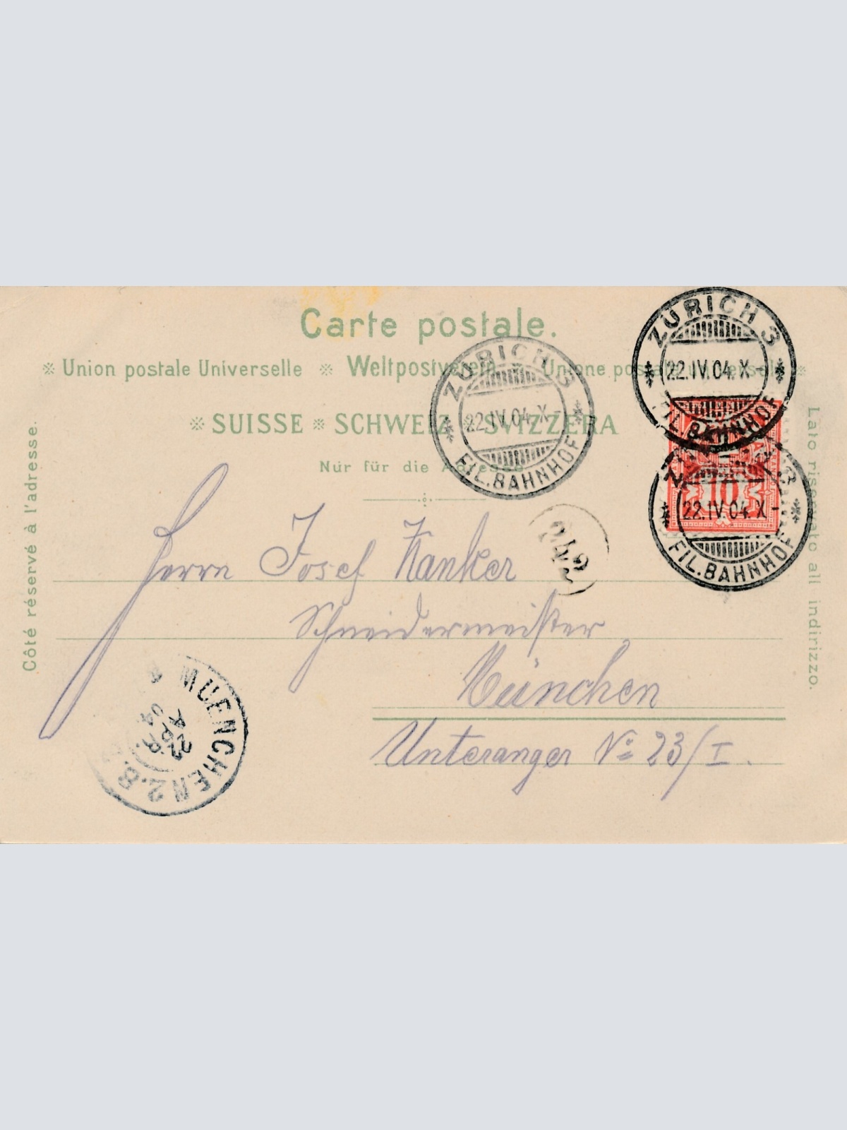 AK, Gruß aus Zürich, Schweiz, Bahnhofplatz (S495)