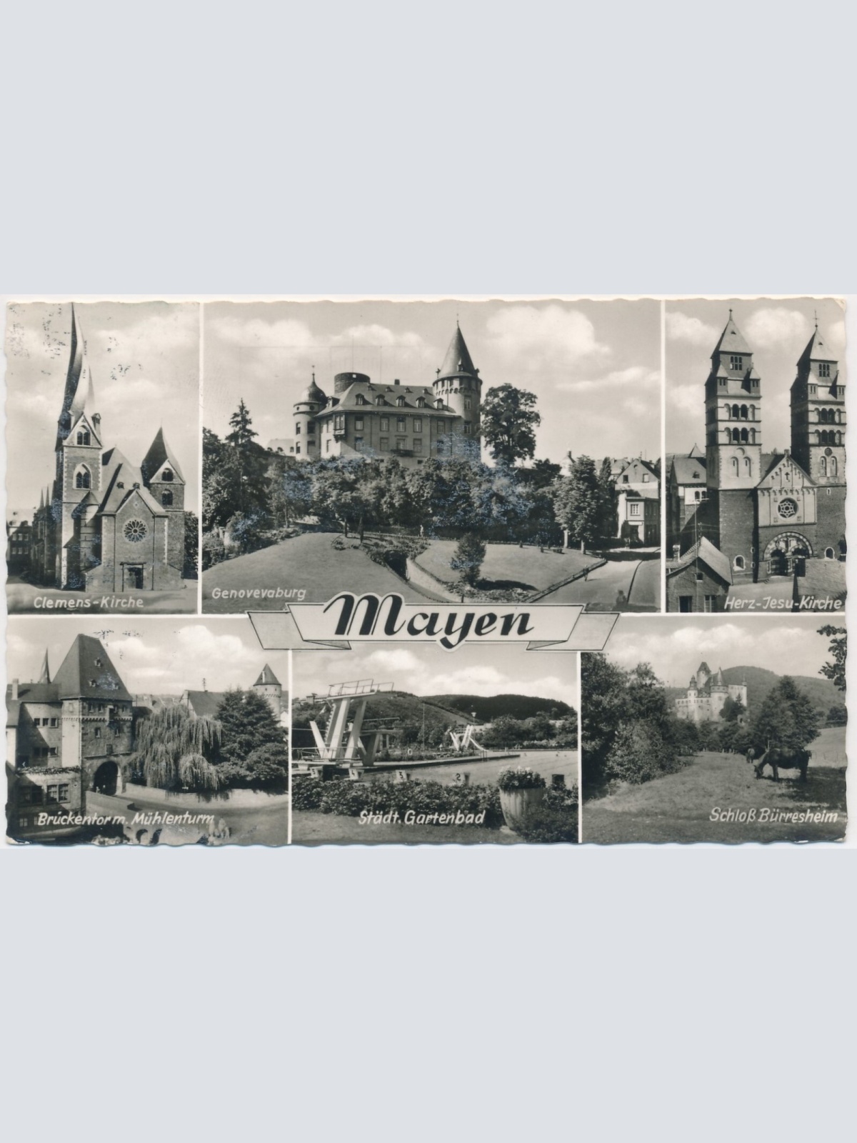 AK, Mayen, Rheinland-Pfalz, Genovevaburg, Clemens-Kirche, Schloss (S525)
