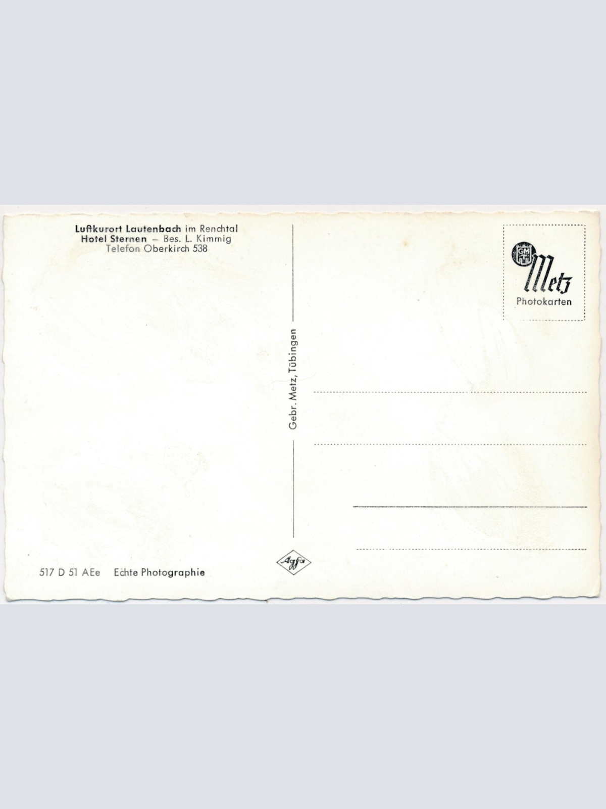 AK, Luftkurort Lautenbach im Renchtal, Hotel Sternen, Baden-Württemberg (S517)